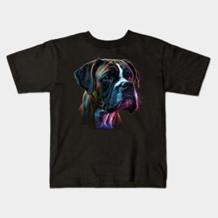 Neon Boxer dog Kids T-Shirt